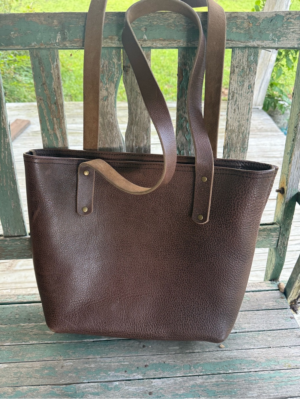 Everyday Dark Brown Leather Satchel Tote